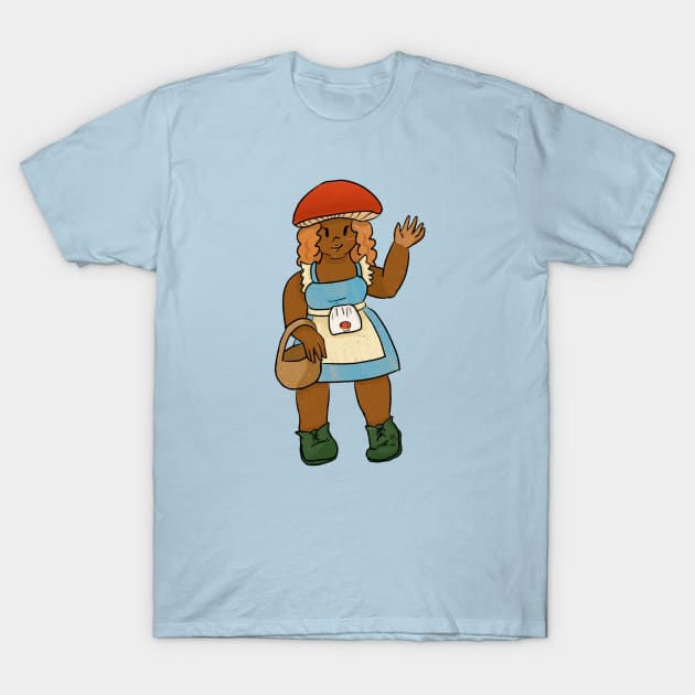 Mush girl with basket T-Shirt by Scootin Newt